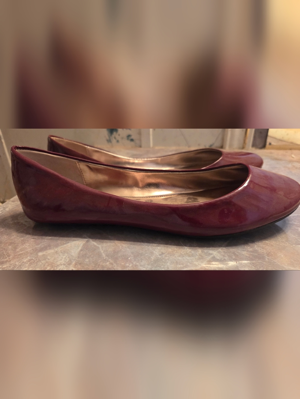 Steve Madden Burgundy Patent Round-Toe Ballet Flats - Picture 5 of 6